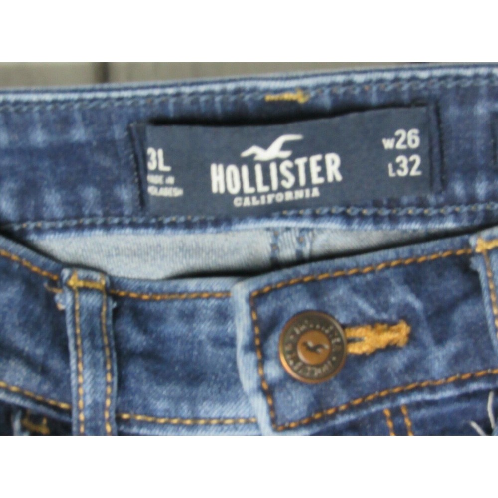 Hollister Women Jeans Size 3 Long Blue High Rise Super Skinny Distressed Denim - Picture 3 of 4